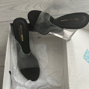 Fashion Nova Clear Black Heels